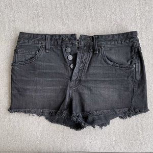 Free People Button Black Denim Cutoff Shorts
